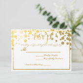 Gold Foil Confetti RSVP Uitnodiging trouwkaart (Staand voorkant)