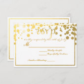 Gold Foil Confetti RSVP Uitnodiging trouwkaart (Voorkant / Achterkant)