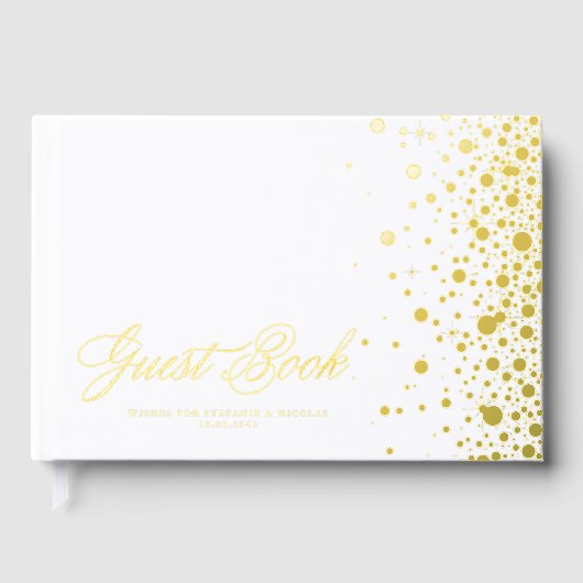 Gold Foil Confetti Stippen bruiloft Gastenboek (Voorkant)