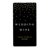 Gold Foil Confetti Stippen Elegant Black Wine Labe Etiket (Voorkant)