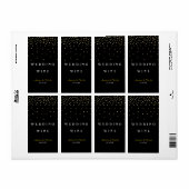 Gold Foil Confetti Stippen Elegant Black Wine Labe Etiket (Full Sheet)