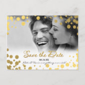 Gold Foil Confetti Stippen Foto Opslaan Datum Brie Aankondigingskaart (Voorkant)