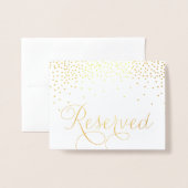 Gold Foil Confetti Stippen Gereserveerd Weddenscha Folie Kaarten (Voorkant met envelop)