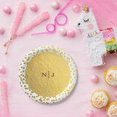 Gold Foil Confetti Stippen Glam Modern Wedding Papieren Bordje (Feest)