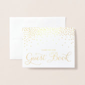 Gold Foil Confetti Stippen Guest Book Weddenschap Folie Kaarten (Voorkant met envelop)
