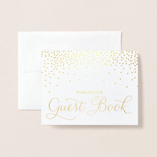 Gold Foil Confetti Stippen Guest Book Weddenschap Folie Kaarten (Voorkant met envelop)