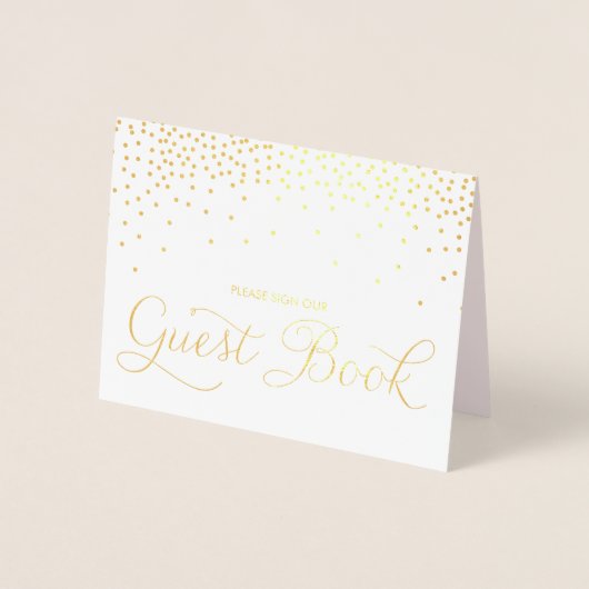 Gold Foil Confetti Stippen Guest Book Weddenschap Folie Kaarten (Voorkant)