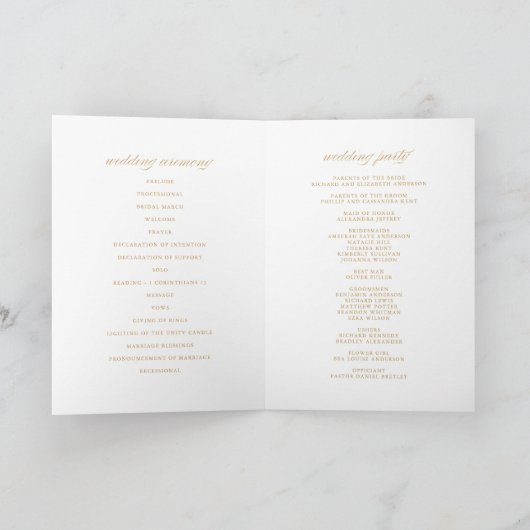 Gold Foil Confetti Stippen White Wedding Booklet Programma (Binnen)