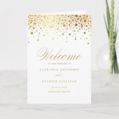 Gold Foil Confetti Stippen White Wedding Booklet Programma (Voorkant)