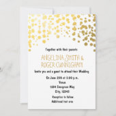 Gold Foil Confetti Stippen Witte bruiloft uitnodig Kaart (Voorkant)