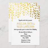 Gold Foil Confetti Stippen Witte bruiloft uitnodig Kaart (Voorkant / Achterkant)