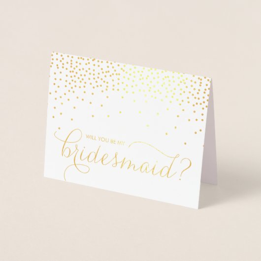 Gold Foil Confetti Stippen zullen je mijn Bridesma Folie Kaarten (Voorkant)