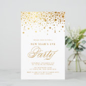 Gold Foil Confetti - Uitnodiging voor Eve-partij n (Staand voorkant)