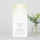 Gold Foil Confetti White Wedding Programma's (Staand voorkant)