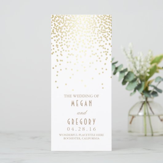 Gold Foil Confetti White Wedding Programma's (Staand voorkant)