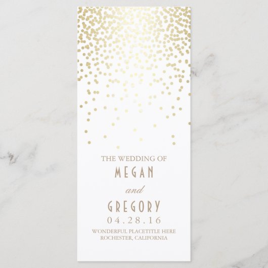 Gold Foil Confetti White Wedding Programma's (Voorkant)