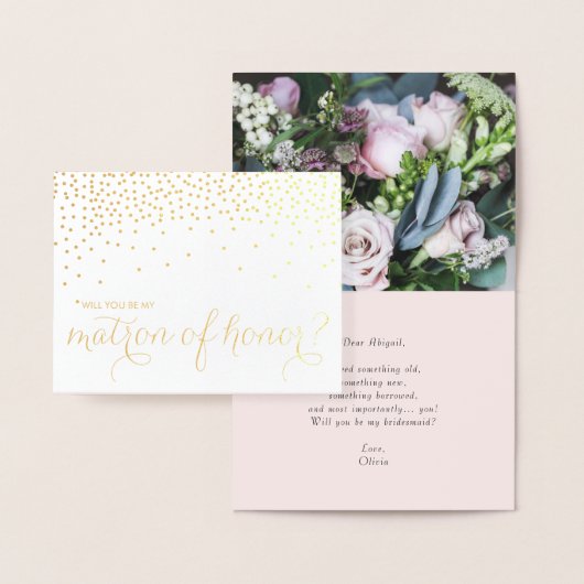 Gold Foil Confetti wil je mijn matron zijn Folie Kaarten (Display)
