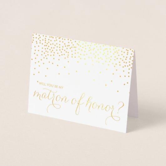 Gold Foil Confetti wil je mijn matron zijn Folie Kaarten (Voorkant)
