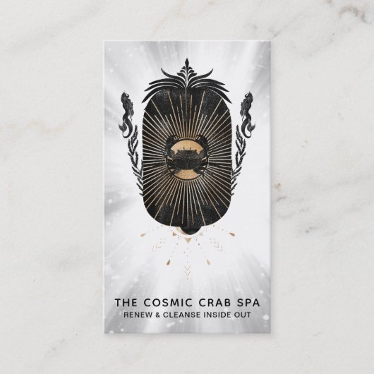 *~* Gold Foil Crab Moon Nautical Mermaids Visitekaartje (Voorkant)