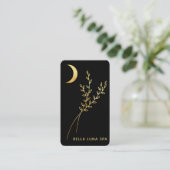 *~* Gold Foil Crescent Moon Foliage Leaves Visitekaartje (Staand voorkant)