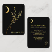*~* Gold Foil Crescent Moon Glitter Leaves Visitekaartje (Voorkant / Achterkant)