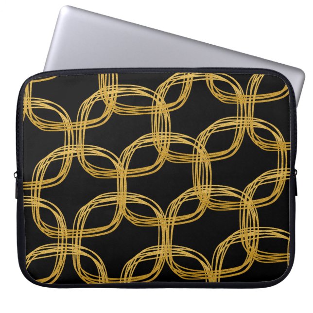 Gold Foil cribble Chic-laptophoes Hoesje Laptop Sleeve (Voorkant)