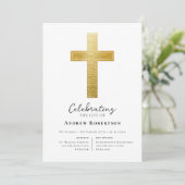 Gold Foil Cross begrafenis Kaart (Staand voorkant)