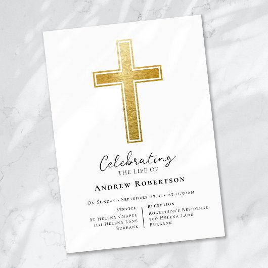 Gold Foil Cross begrafenis Kaart