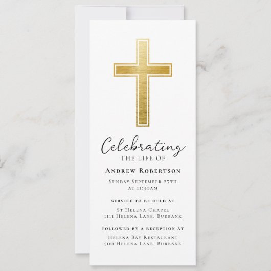 Gold Foil Cross Funeral Digitale Uitgave Kaart (Voorkant)