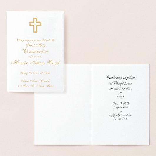 Gold Foil Cross Invitation Folie Kaarten (Display)