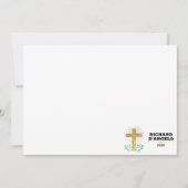 Gold Foil Cross met Green Laurels Religity Notitiekaartje (Voorkant)