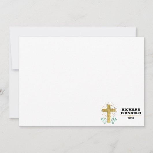 Gold Foil Cross met Green Laurels Religity Notitiekaartje (Voorkant)