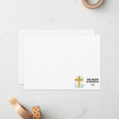 Gold Foil Cross met Green Laurels Religity Notitiekaartje (Voorkant / Achterkant in situ)