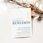GOLD FOIL CROSS modern baptisme met minimale blauw Kaart