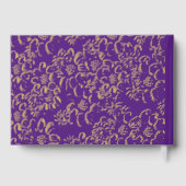 Gold Foil Daisies Floral Royal Paarse bruiloft Gastenboek (Achterkant)