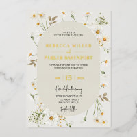 Gold foil daisy wilde bloemen bruiloft