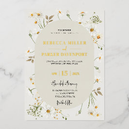 Gold foil daisy wilde bloemen bruiloft folie feestdagenkaart