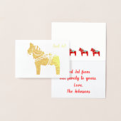Gold Foil Dala Horse God Jul Wenskaart Folie Kaarten (Display)