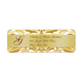 Gold Foil Damask Monogram New Years Adresetiket Etiket (Voorkant)