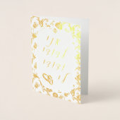 Gold Foil Damask op White Jewish Wedding Mazal Tov Folie Kaarten (Voorkant)