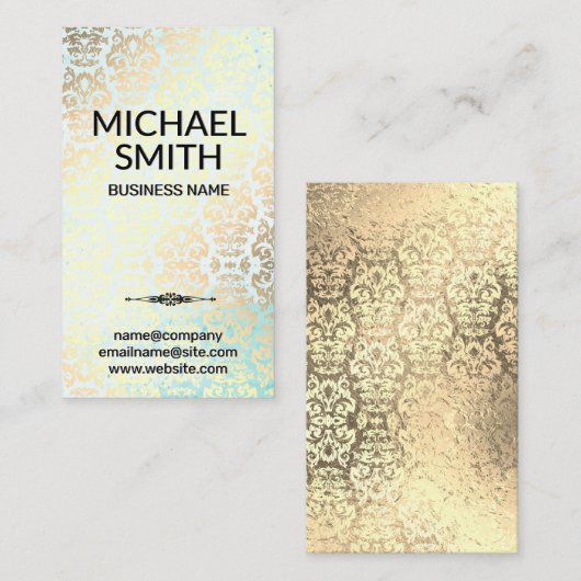 Gold Foil Damask Pattern | Lux Fancy Visitekaartje (Voorkant / Achterkant)