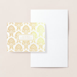 Gold Foil Damask Personal Stationery Folie Kaarten