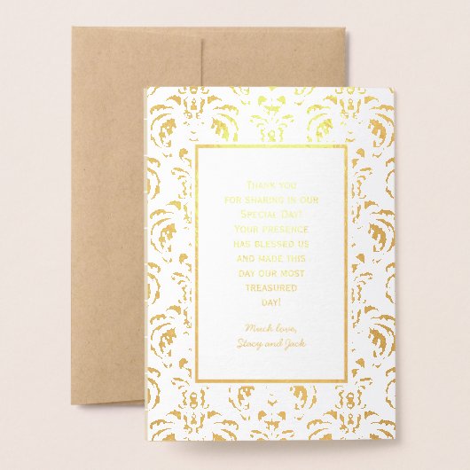 Gold Foil  Damask WEDDING PROGRAMMA (Met envelop)