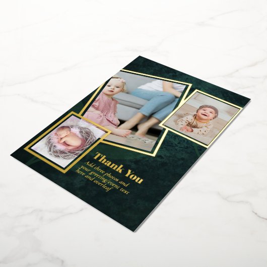 Gold Foil DANK U Foto Collage Modern QR CODE Folie Uitnodiging (Gedraaid)