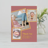 Gold Foil DANK U Foto Collage Modern QR CODE Folie Uitnodiging (Staand Voorkant)