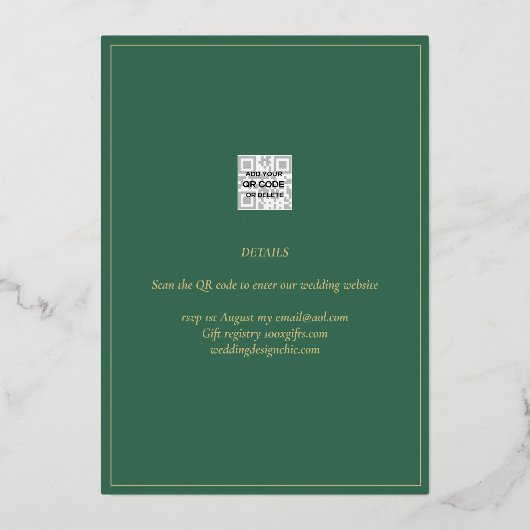 Gold Foil DANK U Foto Collage Modern QR CODE Folie Uitnodiging (Achterkant)