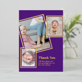 Gold Foil DANK U Foto Collage Modern QR CODE Folie Uitnodiging (Staand Voorkant)