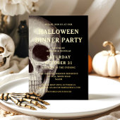 Gold Foil Dead Skull Halloween Dinner Party Folie Uitnodiging