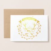 Gold Foil Deer Antler Wreath Wedding Invitations Folie Kaarten (Voorkant met envelop)