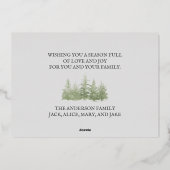 Gold Foil Deer Family Snow Pine Merry kerst Folie Feestdagenkaart (Achterkant)